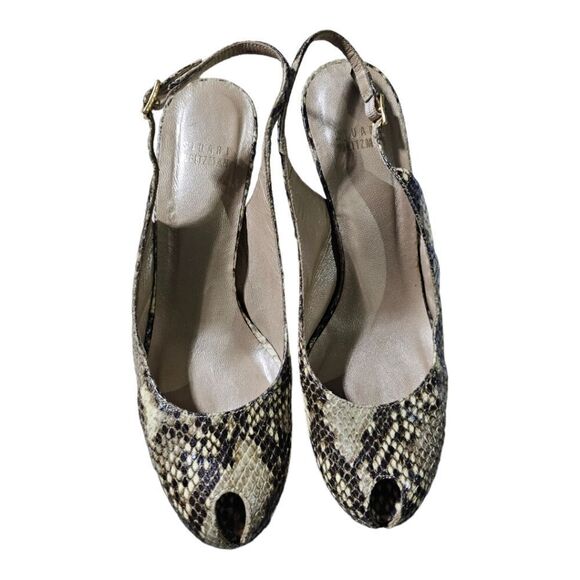 STUART WEITZMAN Snakeskin Print Open Toe Platform Heels‎ - Size 8 - Picture 2 of 8